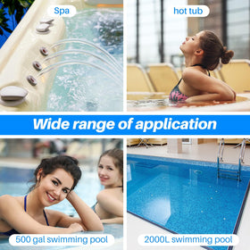 PoolPure compatible spas and bathtubs scene emphasizes broad compatibility.