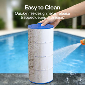 POOLPURE easy-clean cartridge design enables quick maintenance.