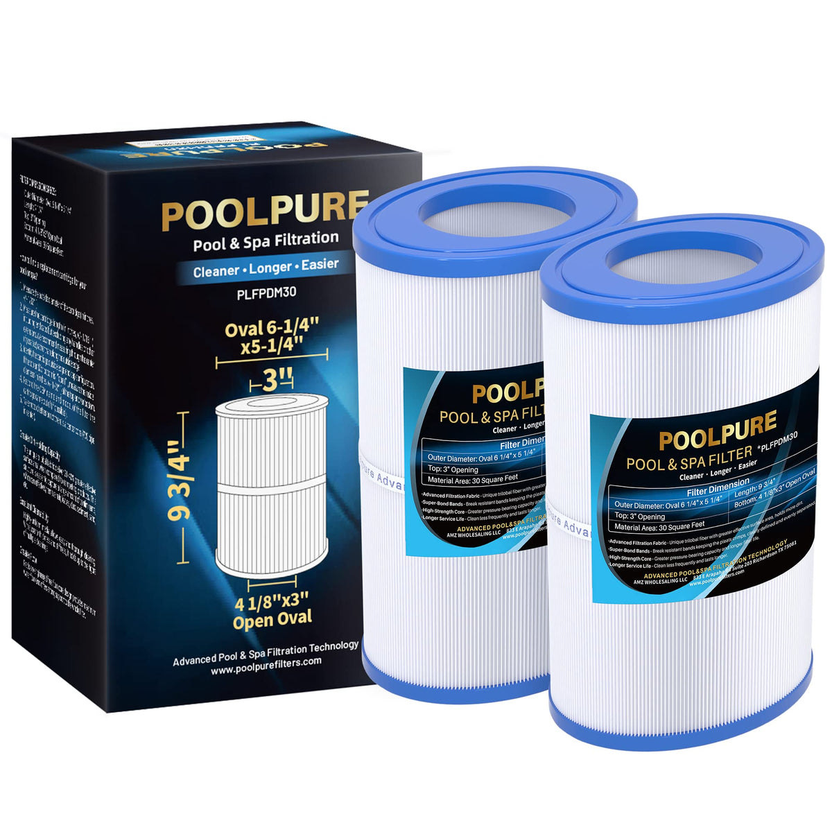 PoolPure oval filter PDM30 assembly showing durable oval design for reliable spa filtration.