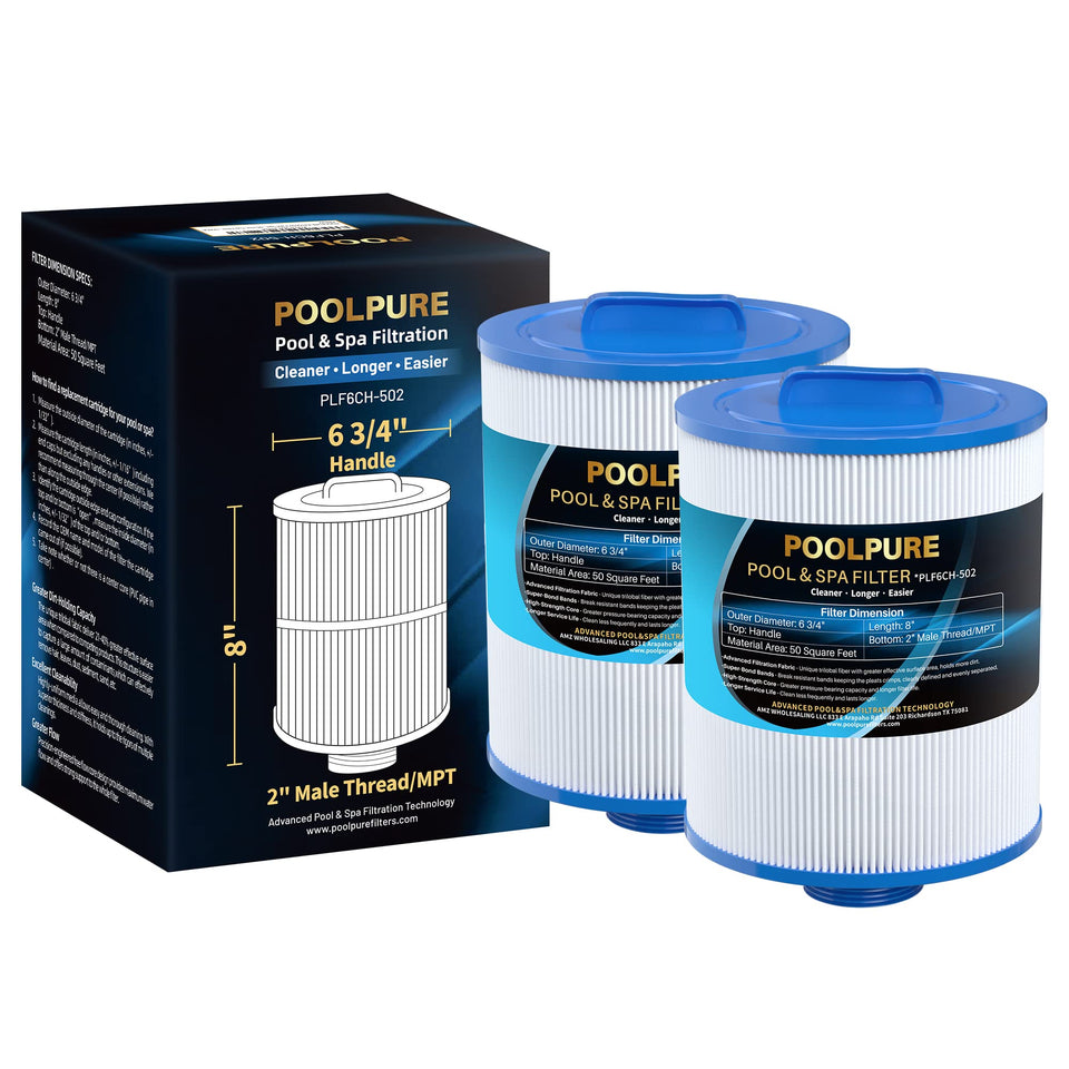 POOLPURE PAS50SV-F2M spa filter front view showing compact fit for easy installation