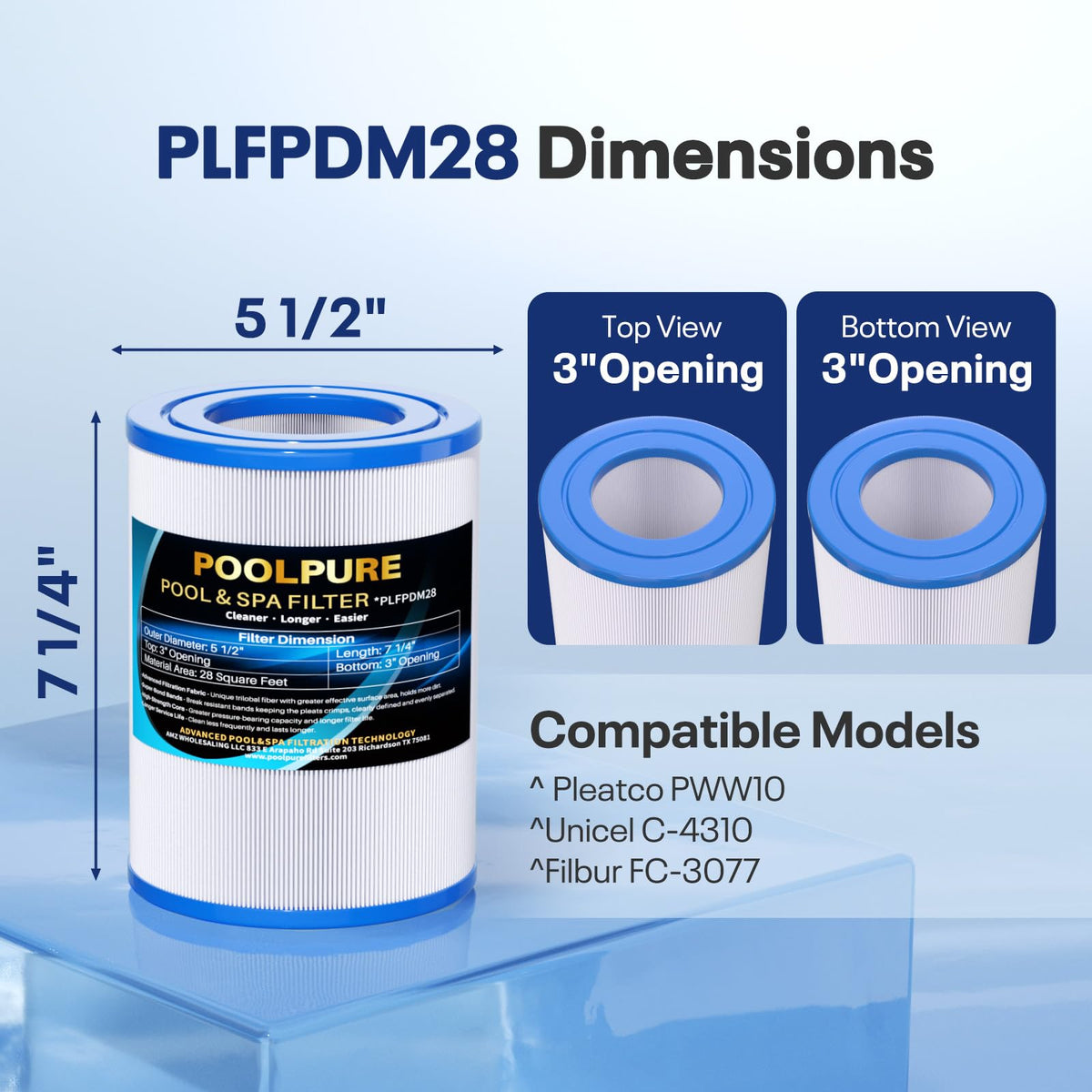 POOLPURE PDM28 filter with dirt-locking technology for easy rinse and reuse