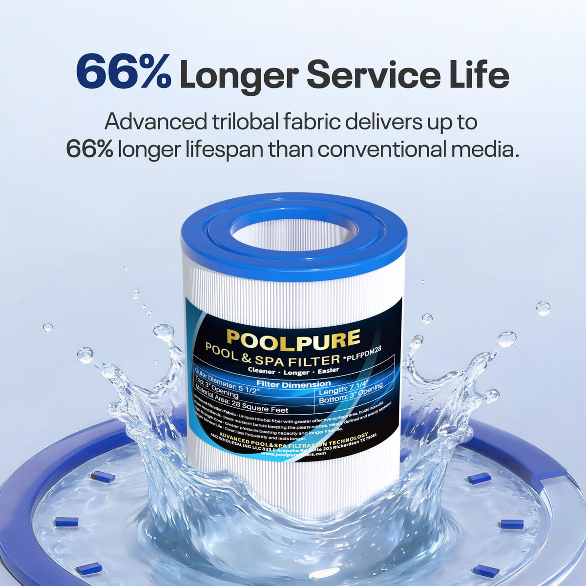 POOLPURE PDM28 filter with durable heavy-duty construction for extended life