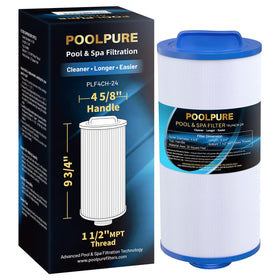 POOLPURE PLF4CH-24 spa filter close-up shows dense media for clean water