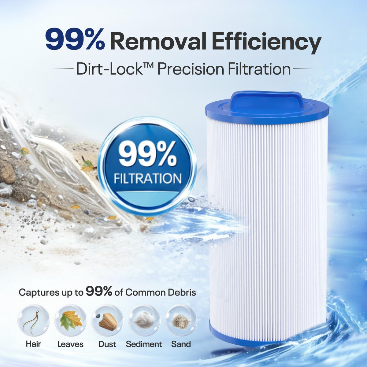 POOLPURE PLF4CH-935 dirt-locking technology captures debris efficiently.