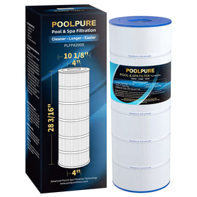 POOLPURE PLFPA200S filter cartridge, front view, durable end caps for longevity