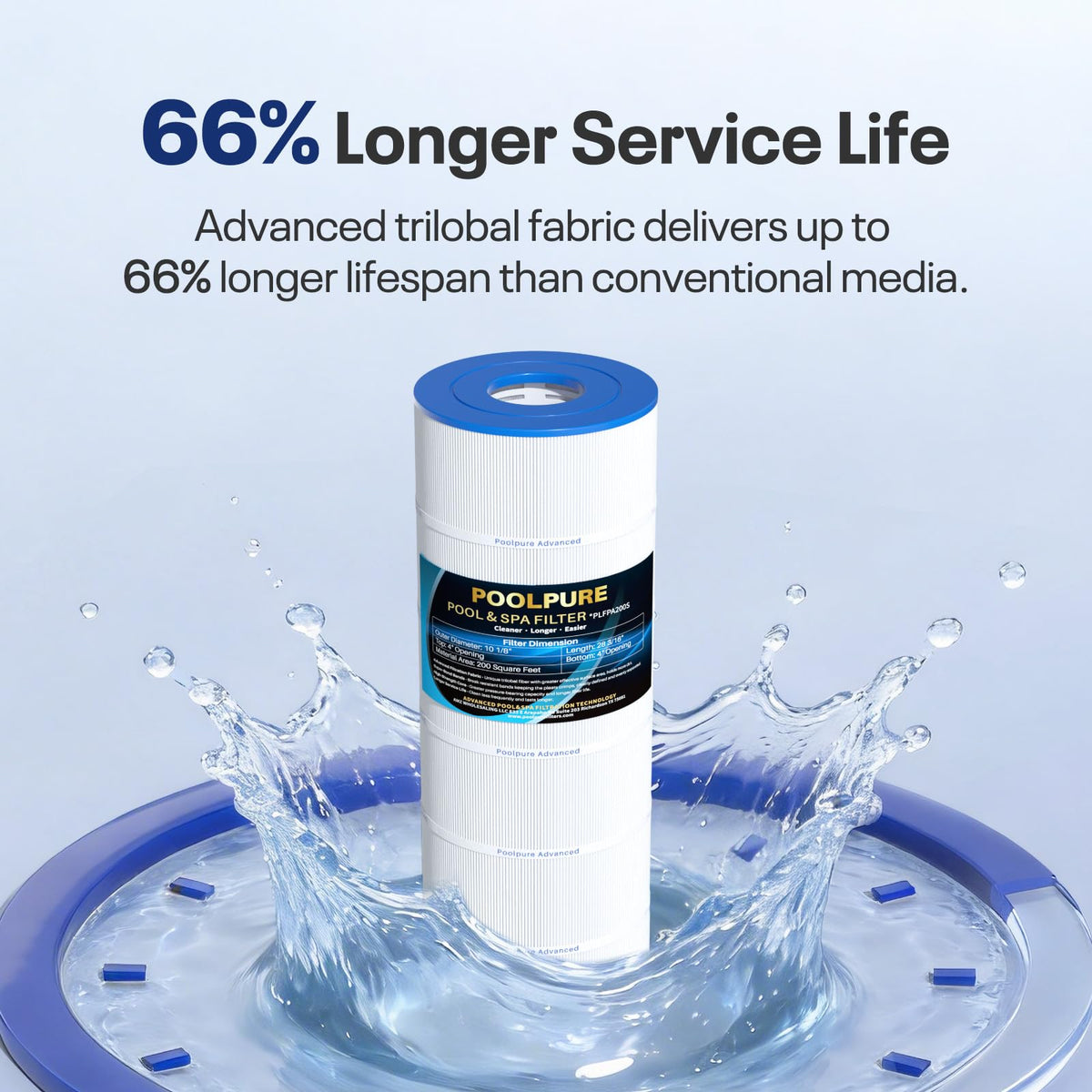 POOLPURE PLFPA200S filter packaging with NSF certification label