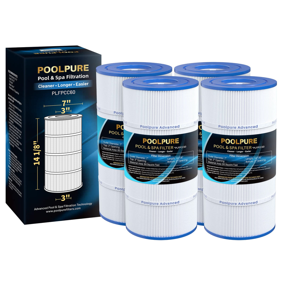 POOLPURE PLFPCC60 filter cartridge assembly showing full compatibility and easy replacement.
