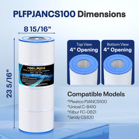 POOLPURE PLFPJANCS100 fit and seal shows compatibility with common cartridge models.