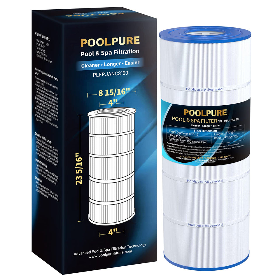 POOLPURE PLFPJANCS150 front view showing cartridge design for filtration