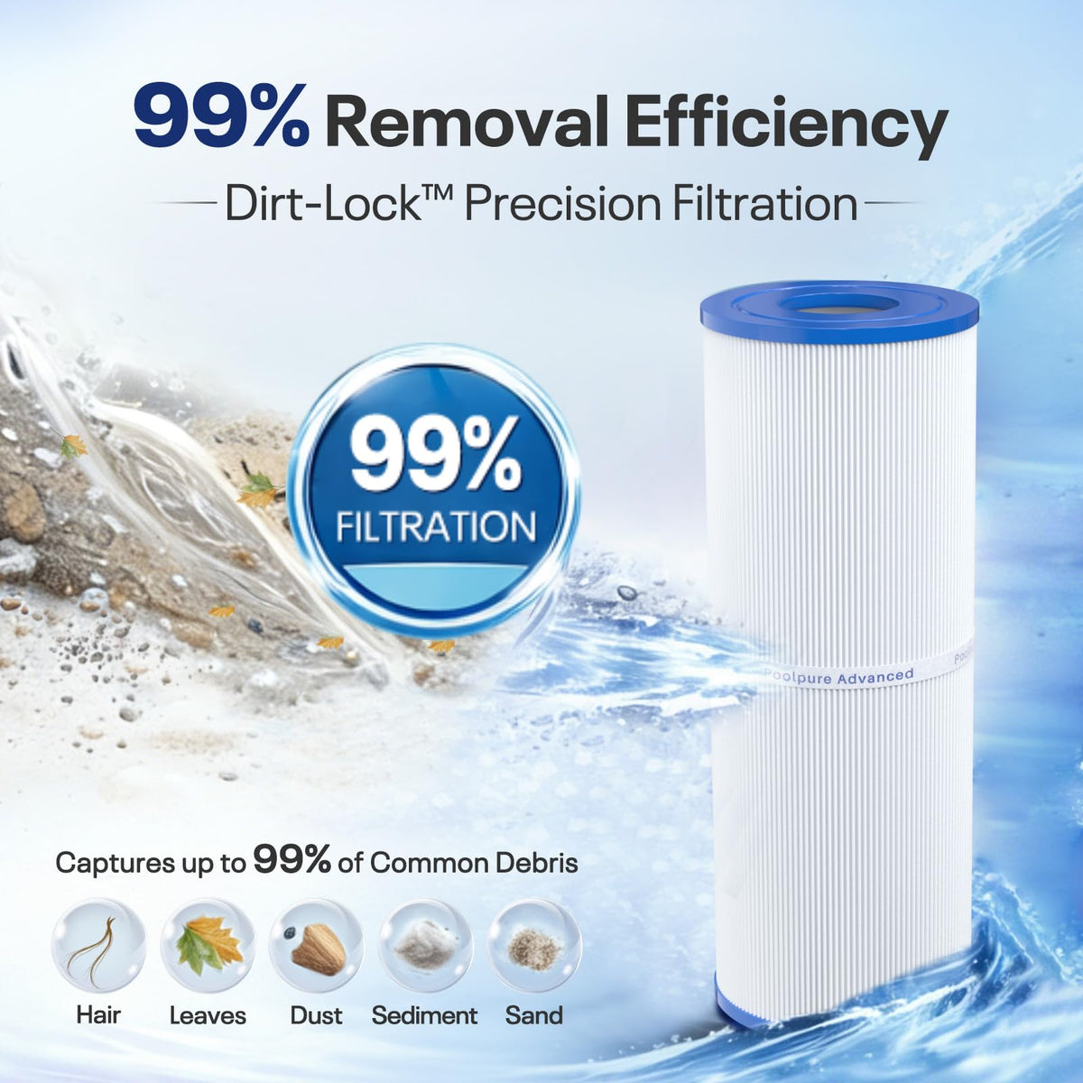 PoolPure PLFPRB25-IN dirt-locking technology for effortless cleaning