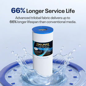 50-micron filtration layer captures fine particles for crisper spa water