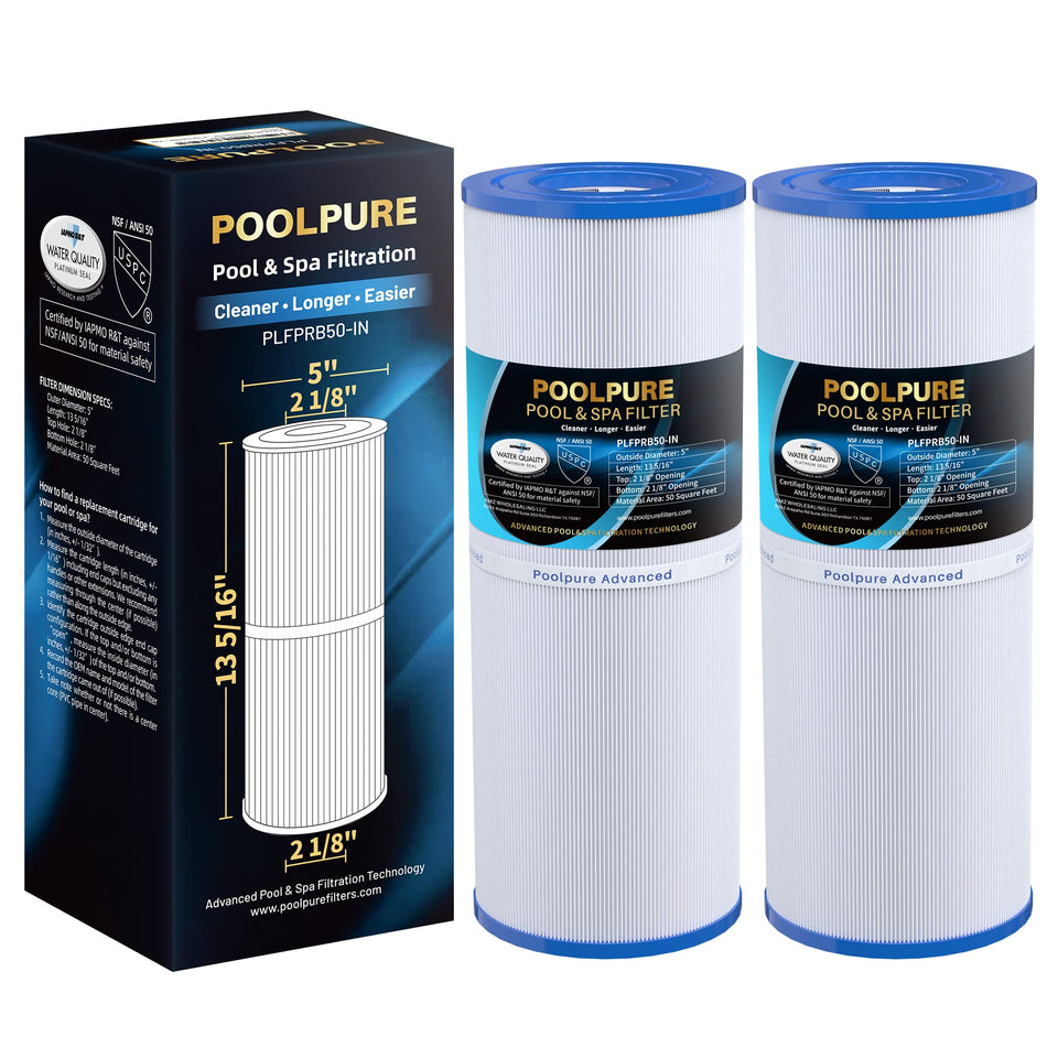 POOLPURE PLFPRB50-IN filter body shows durable spa cartridge construction