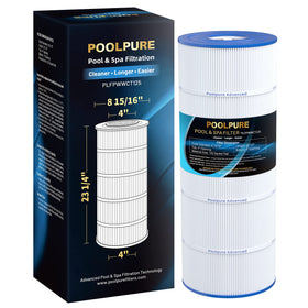 POOLPURE PLFPWWCT125 front view filter cartridge for clear pool water.
