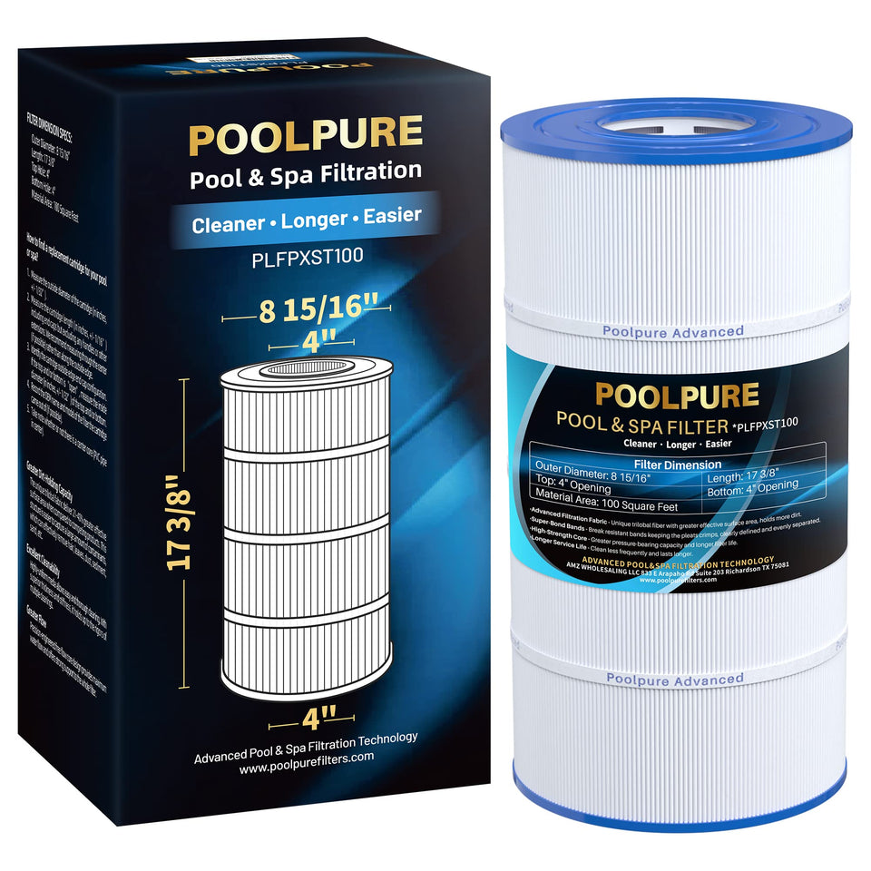 POOLPURE PLFPXST100 filter cartridge close-up for durable filtration.