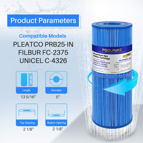 PoolPure PRB25-IN-M spa filter close-up fabric showing antimicrobial material.