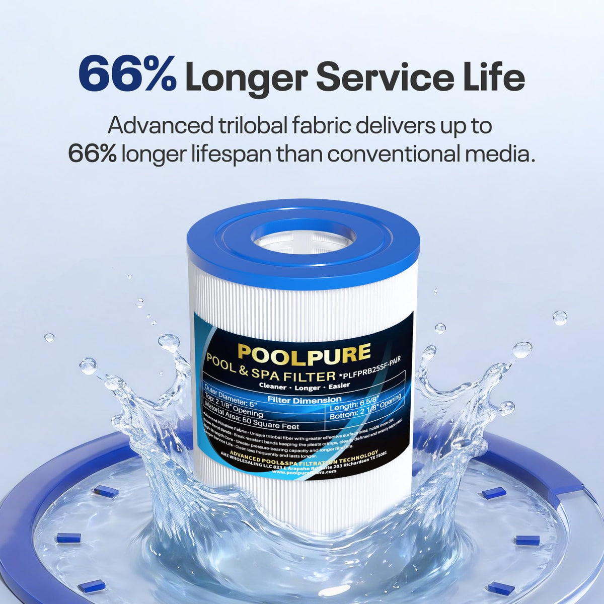 POOLPURE PRB25SF dirt locking design eases rinsing
