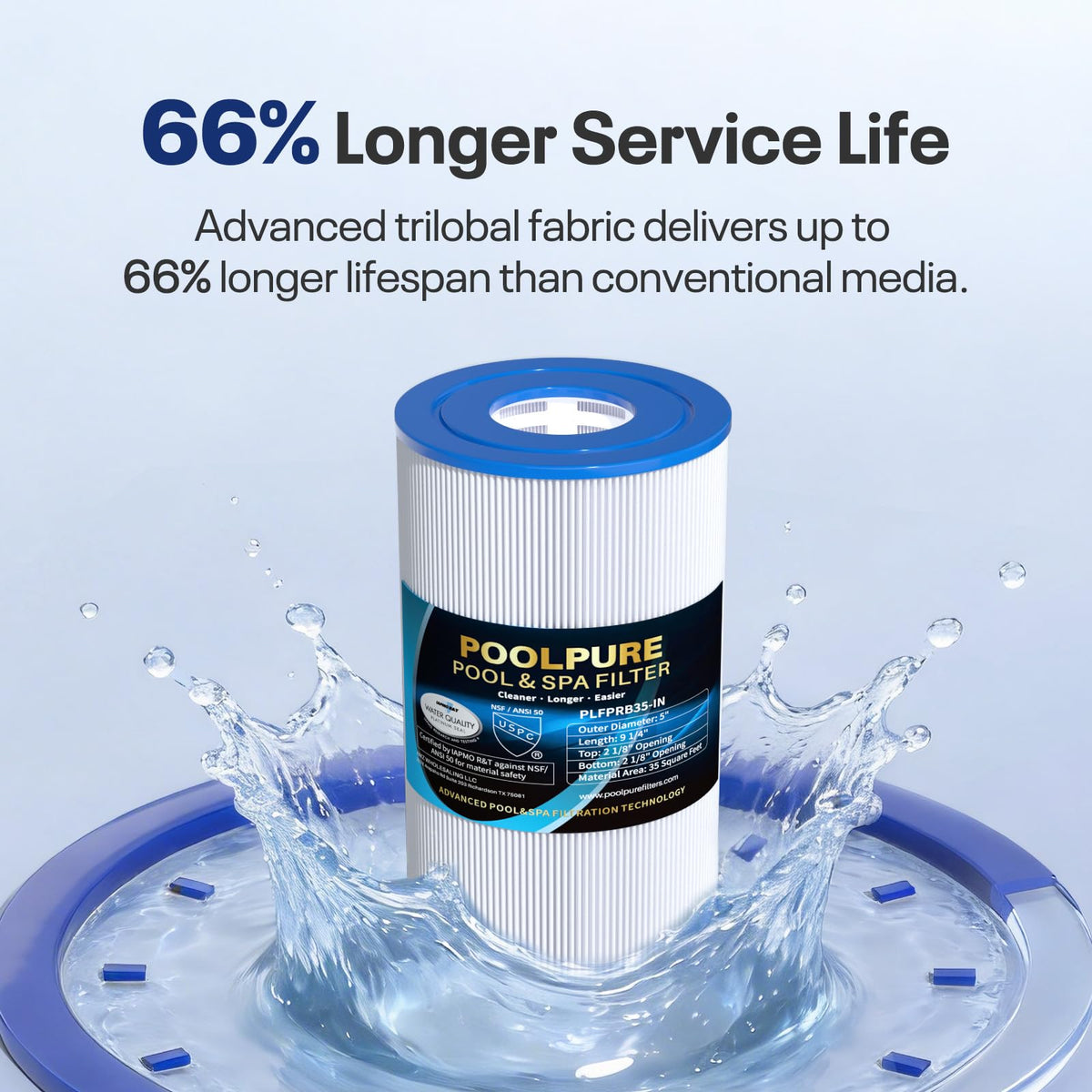 PoolPure PRB35-IN dirt-locking technology close-up for easy rinsing.