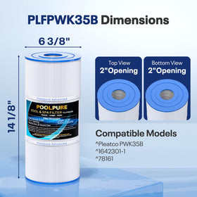 POOLPURE PWK35B spa filter close-up of filter media highlights trilobal fabric.