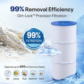 POOLPURE PWK35B spa filter outer dimensions show compatibility with Limelight series.
