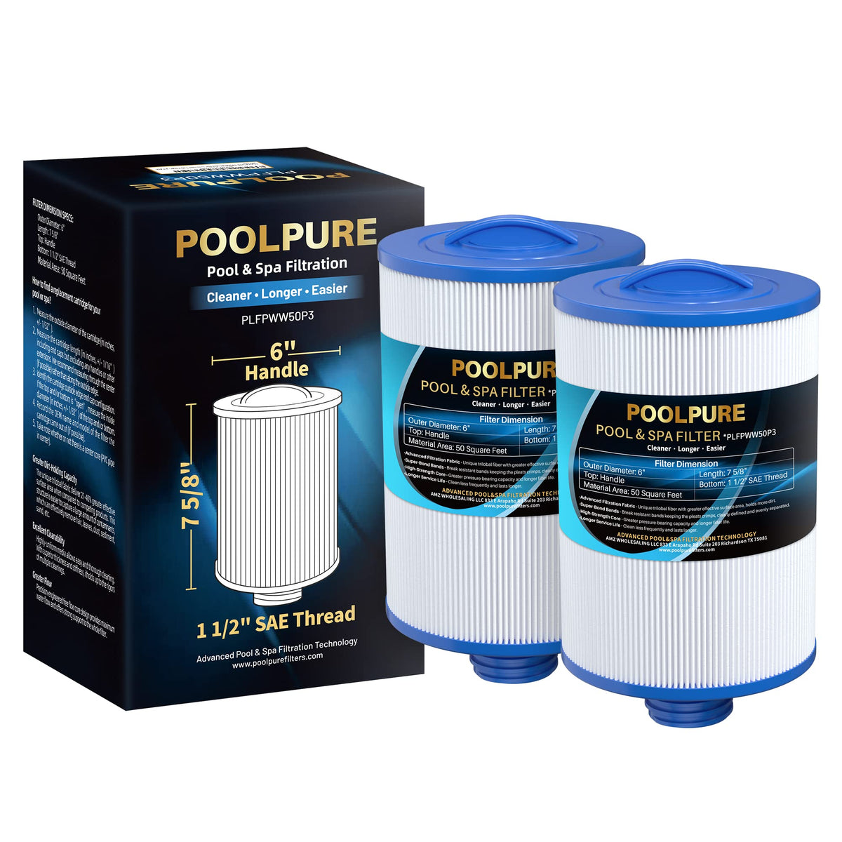 POOLPURE PWW50P3 spa filter assembly for Unicel-compatible units delivers reliable filtration.