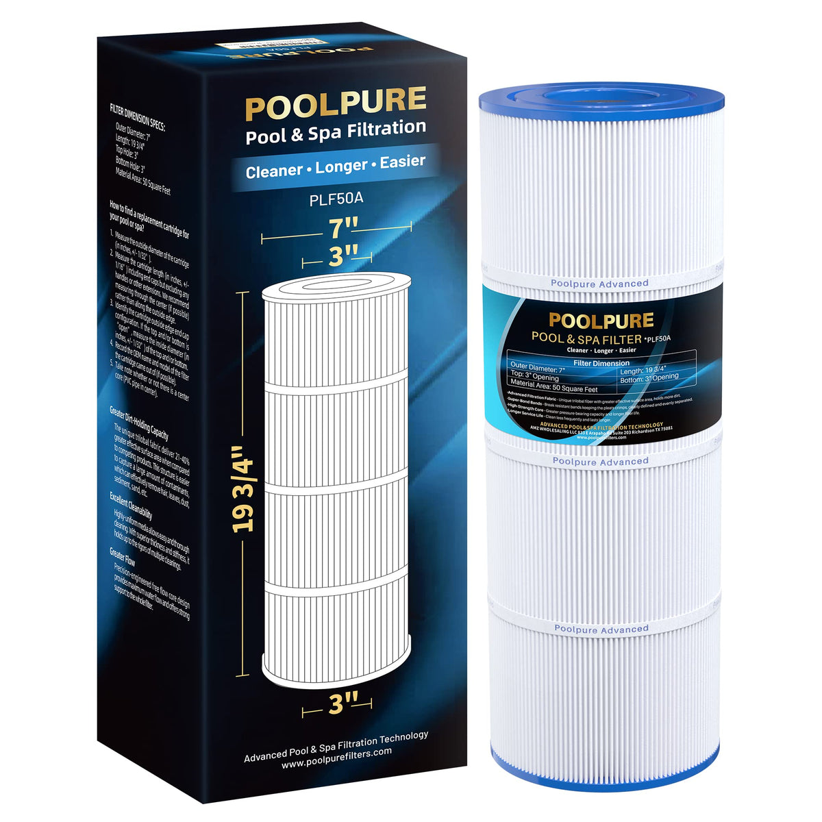 PoolPure replacement filter cartridge for Hayward C500, compact and easy to handle.