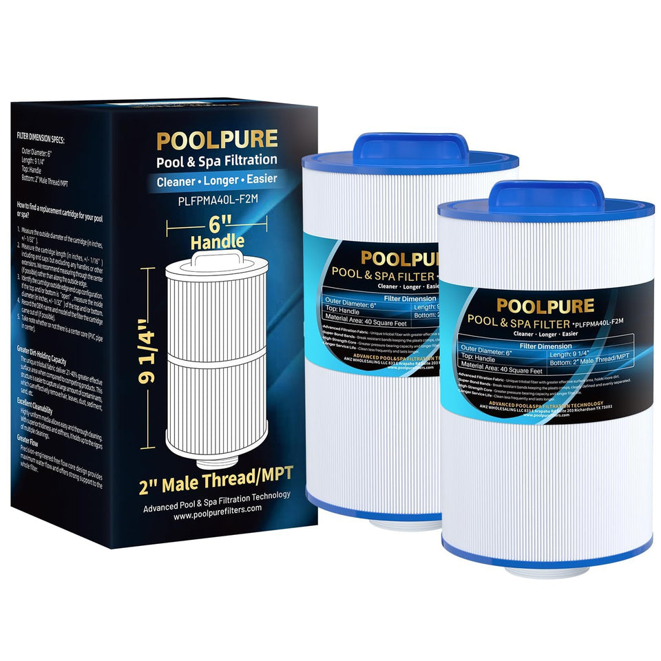 POOLPURE replacement spa filter PMA40L-F2M with handle and 2 inch MPT for easy installation