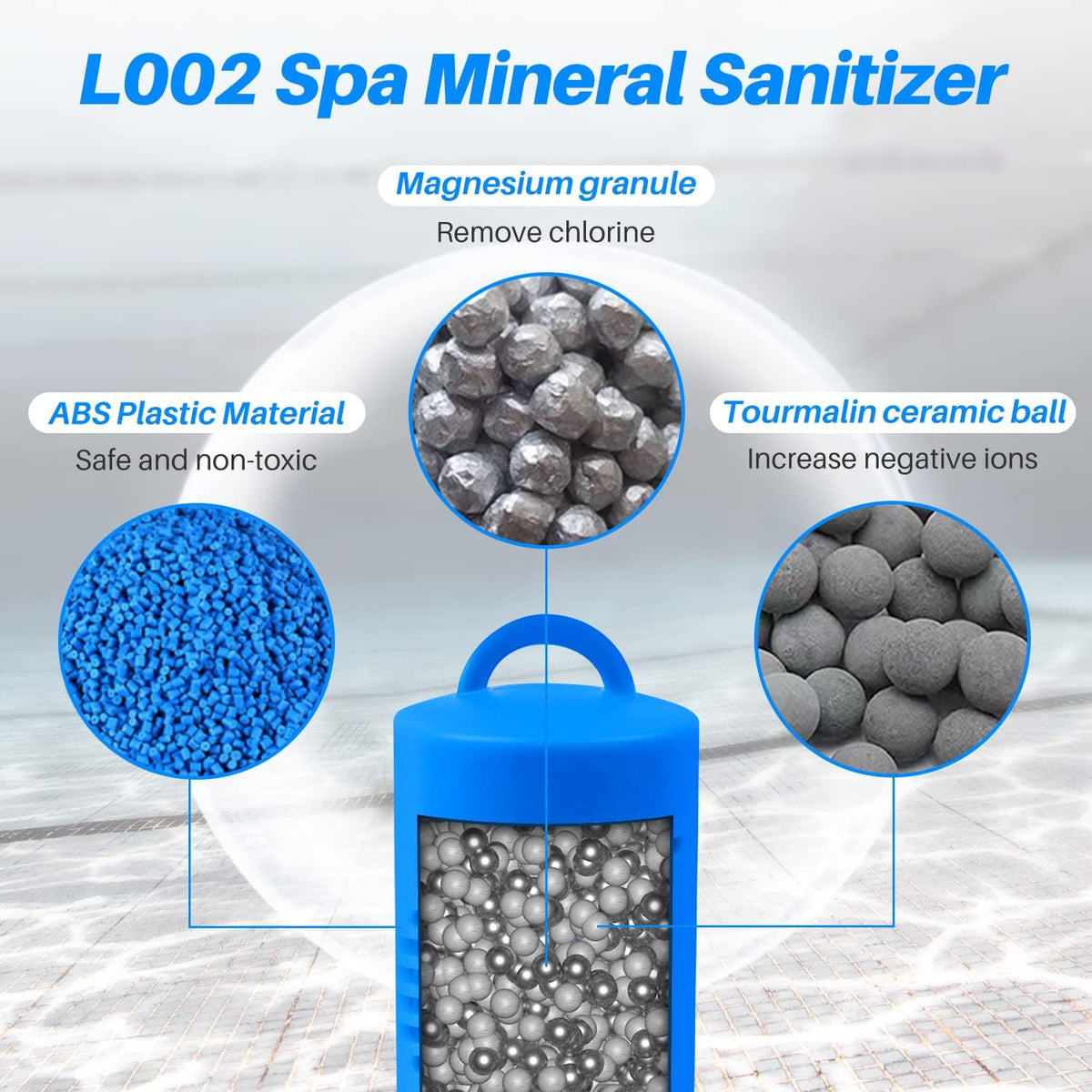 PoolPure silver ion cartridge closeup highlights effective sanitation technology.