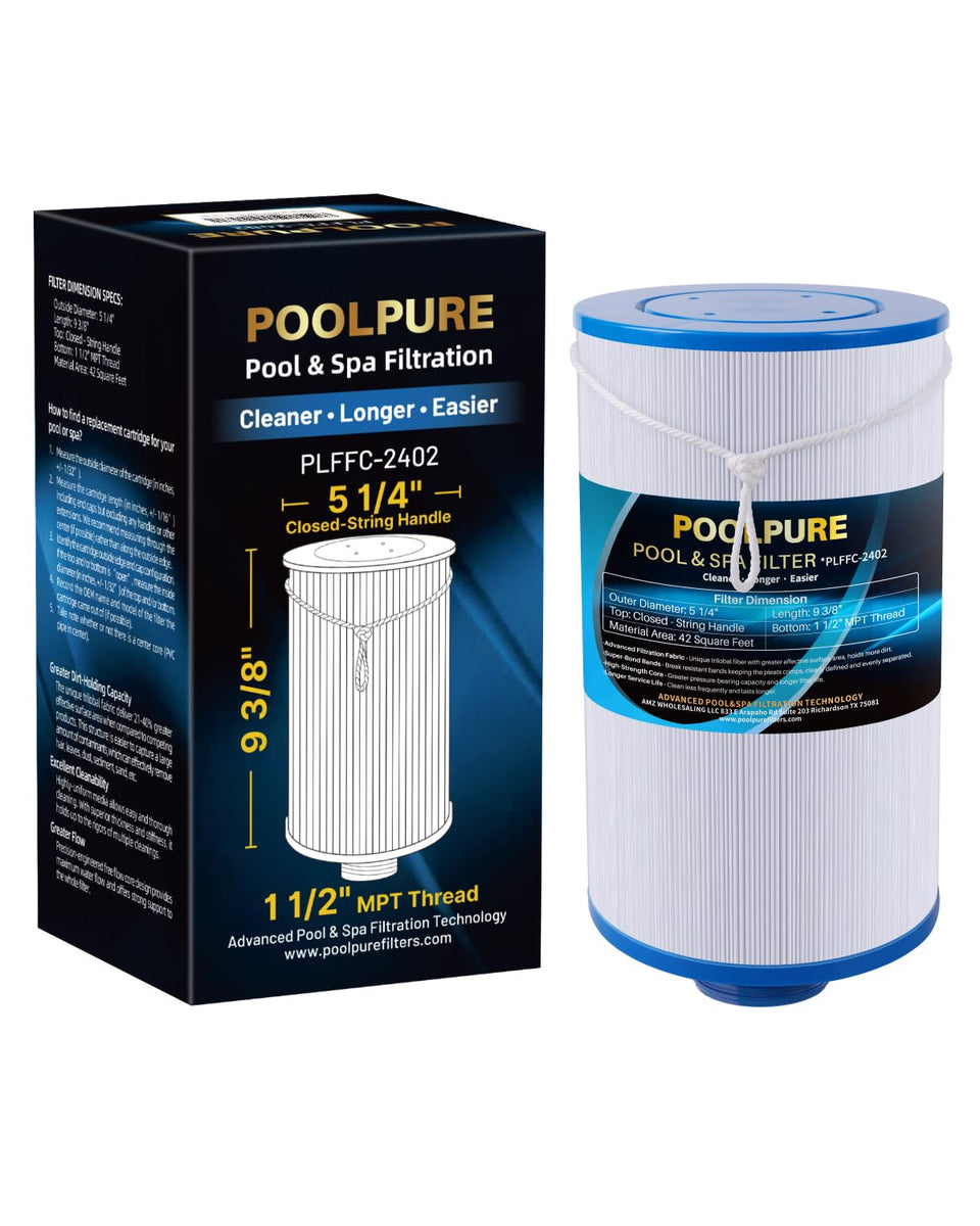 POOLPURE spa filter beside Watkins 303279 for clearer spa water.