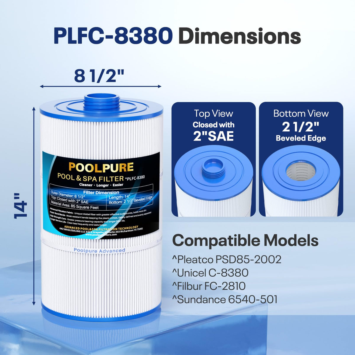 POOLPURE Sundance-compatible replacement for 6540-501 model.