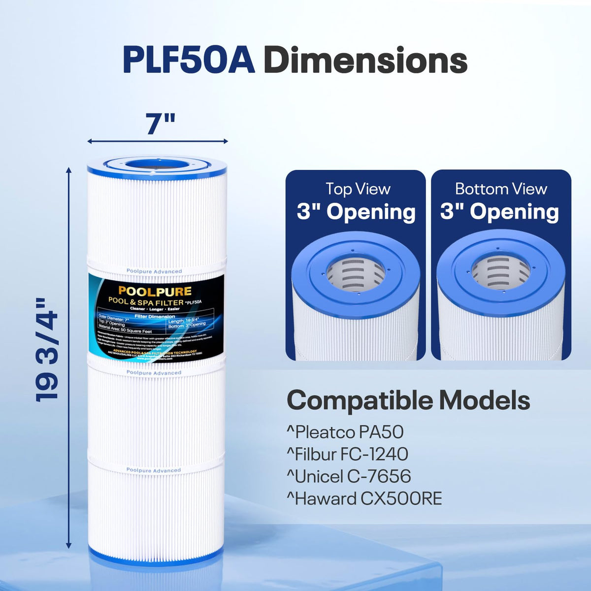 PoolPure trilobal filtration fabric increases surface area for clearer water.