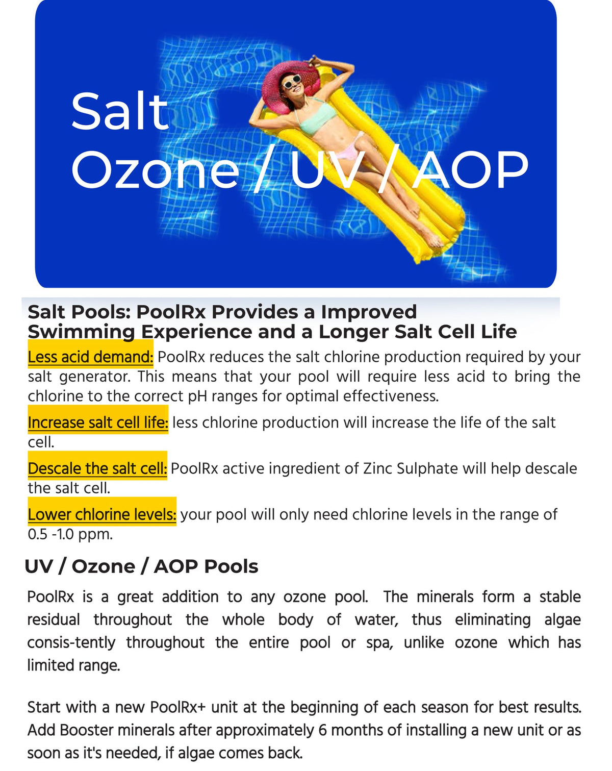 PoolRx application in a swimming pool during routine maintenance.