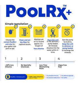 PoolRX NSF-certified sticker on packaging signals trusted performance.