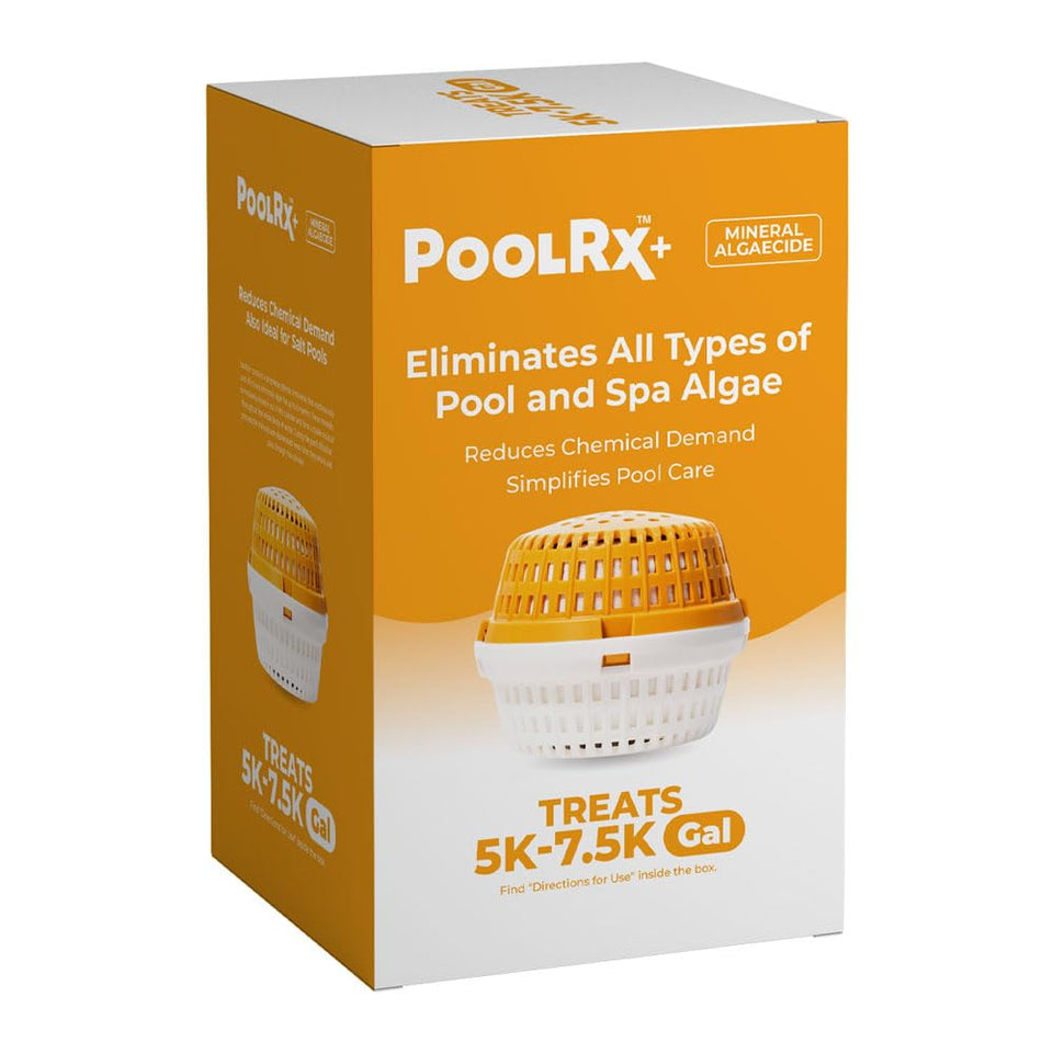 PoolRx+ orange and white unit front view for easy installation and monitoring.