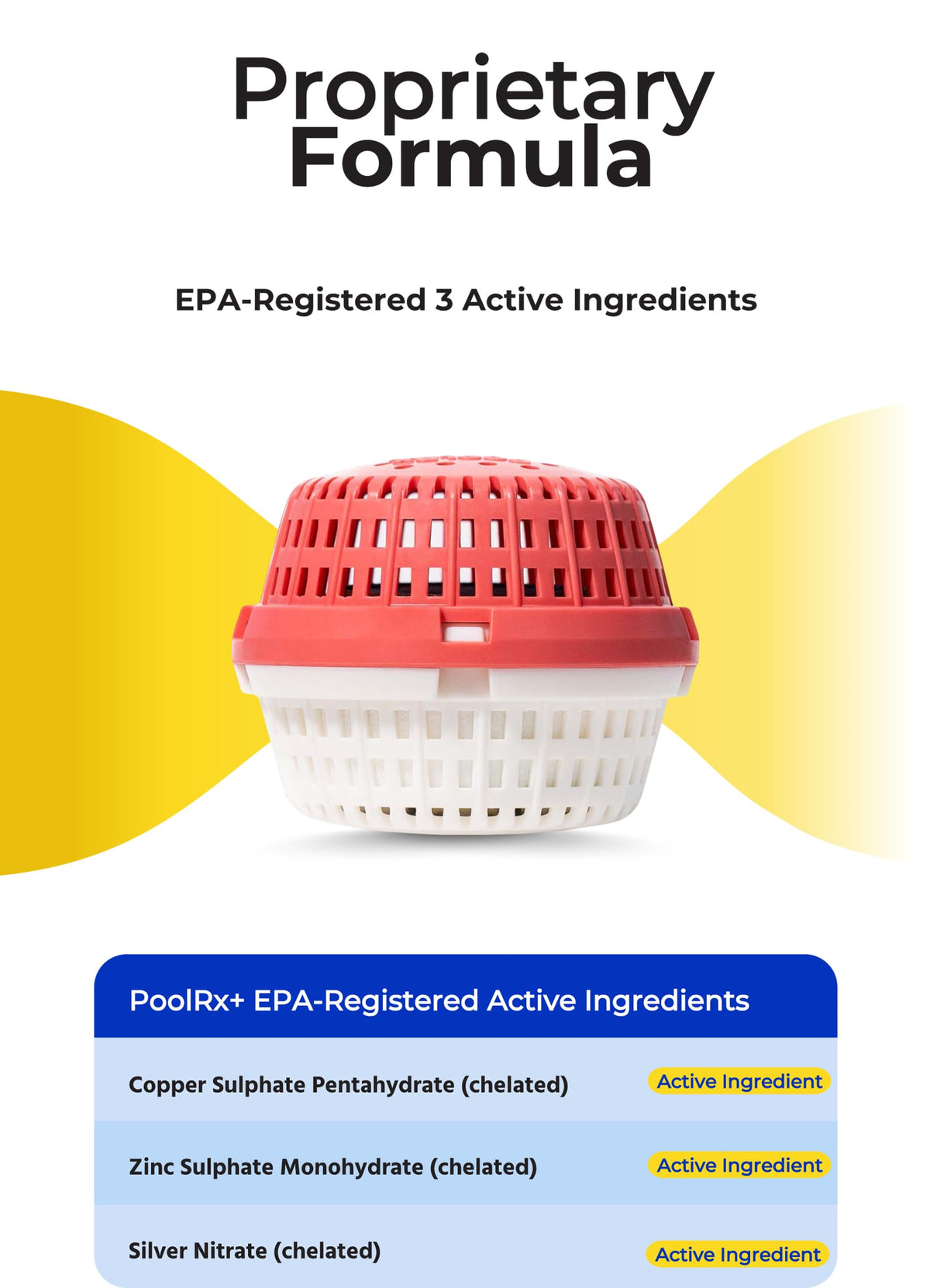 PoolRx+ bottle side view highlighting easy at-home pool maintenance.