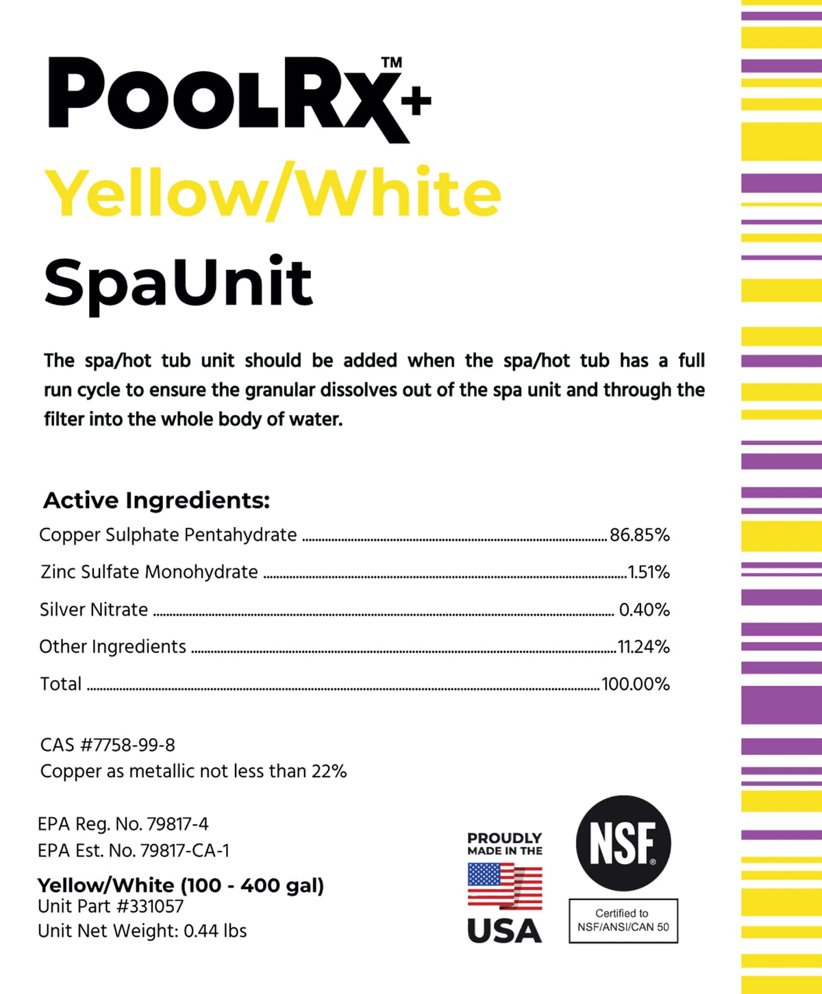 Pool RX+ reduces chemical demand for simpler spa maintenance and operation.