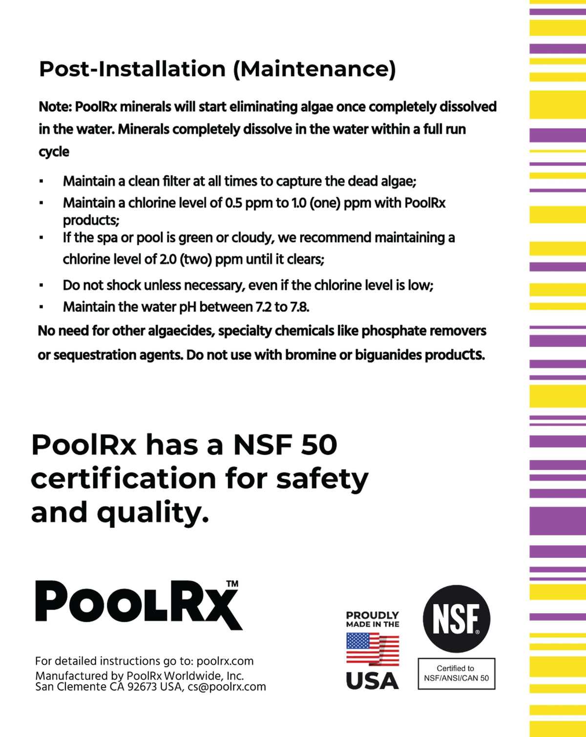 PoolRX+ capacity gauge indicating the 400-1000 gallon range.