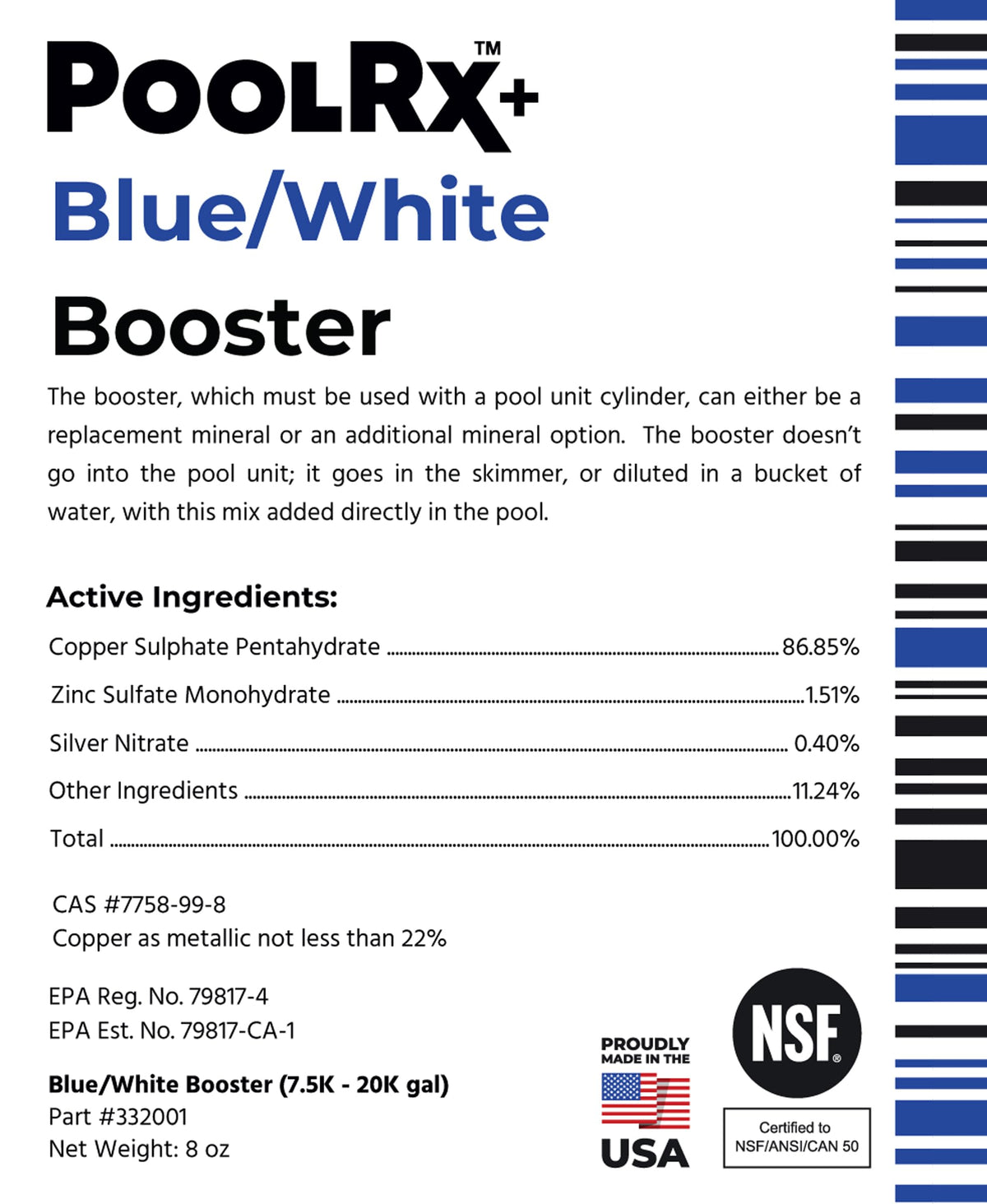 Pool RX+ Booster Blue improves water clarity after use.