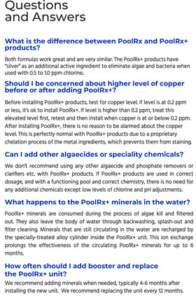 PoolRX booster on poolside scene suggests convenient maintenance routine.