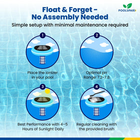 POOLSPARX clear blue pool water demonstrates season-long clarity and reduced upkeep.