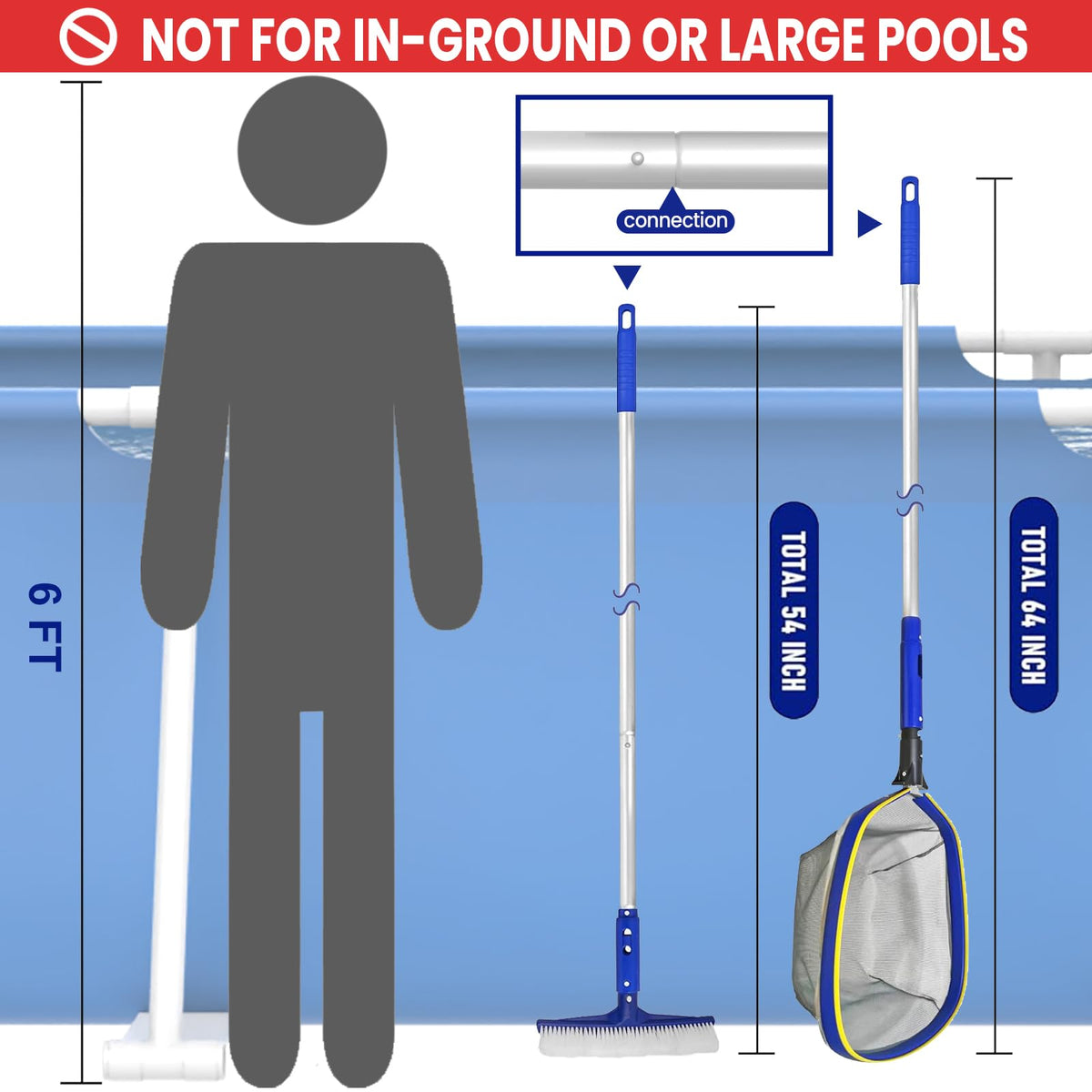 Poolvio 10 inch vinyl liner brush for safe liner scrubbing