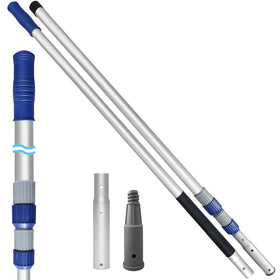 Poolvio 12ft telescopic pool pole extends reach for easy skimming.