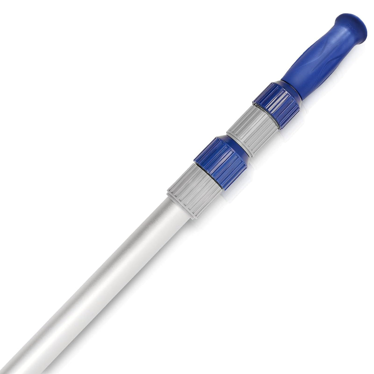 Poolvio 15ft telescopic pool pole extends reach for cleaning skimmers.