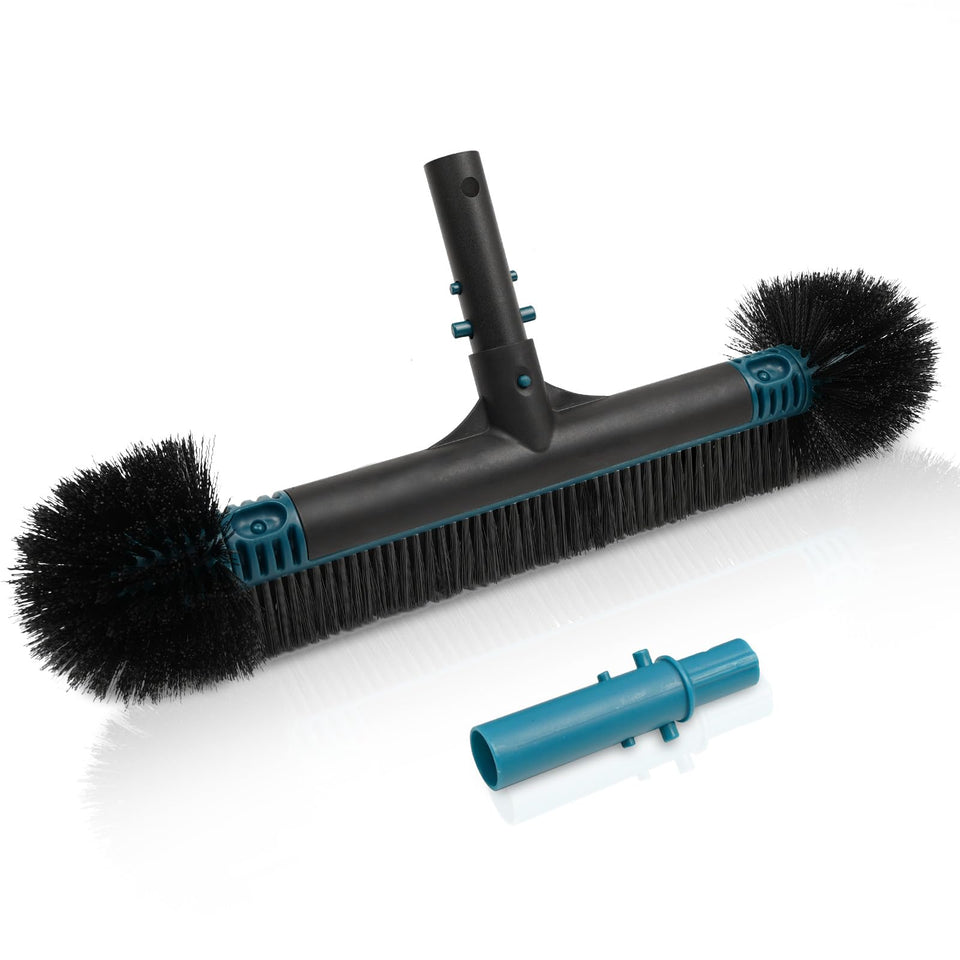 Poolvio 20in wide brush head enables faster pool cleaning.