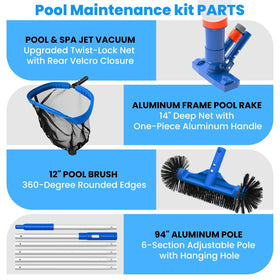 Poolvio 8-Foot Aluminum Pole extends reach for walls and floor cleaning.