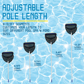 Poolvio adjustable pole from 3ft to 10ft enables reach