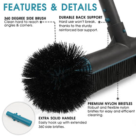 Poolvio aluminum frame and durable bristles protect pool liners.
