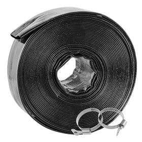 Poolvio backwash hose coiled for storage; heavy-duty 1-1/2 inch, 100 ft.