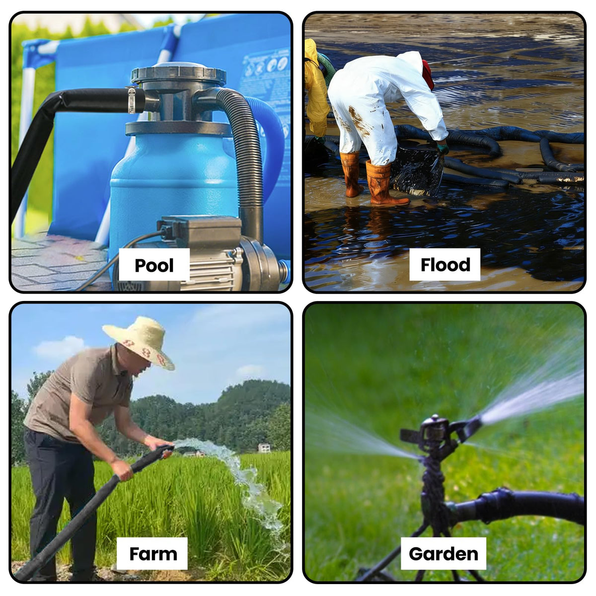 Poolvio backwash hose suitable for inground and above-ground pool systems.
