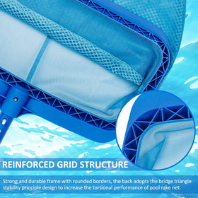 Poolvio large-capacity net holds more debris per pass.