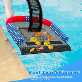 Poolvio floating ramp debris collection in action near pool edge.